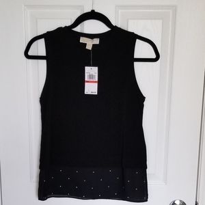 Michael Kors Sleeves Top with Metal Studs Decoration